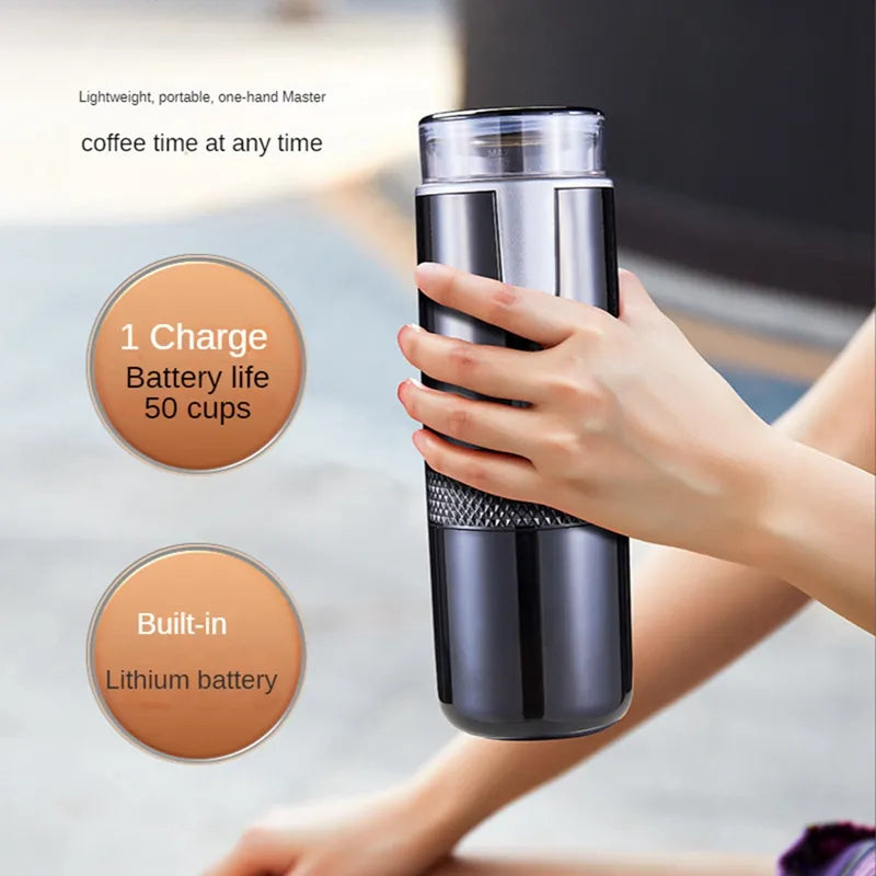 Tragbare wiederaufladbare Espressomaschine für Kaffeeliebhaber unterwegs - Kompatibel mit Kapseln und gemahlenem Kaffee